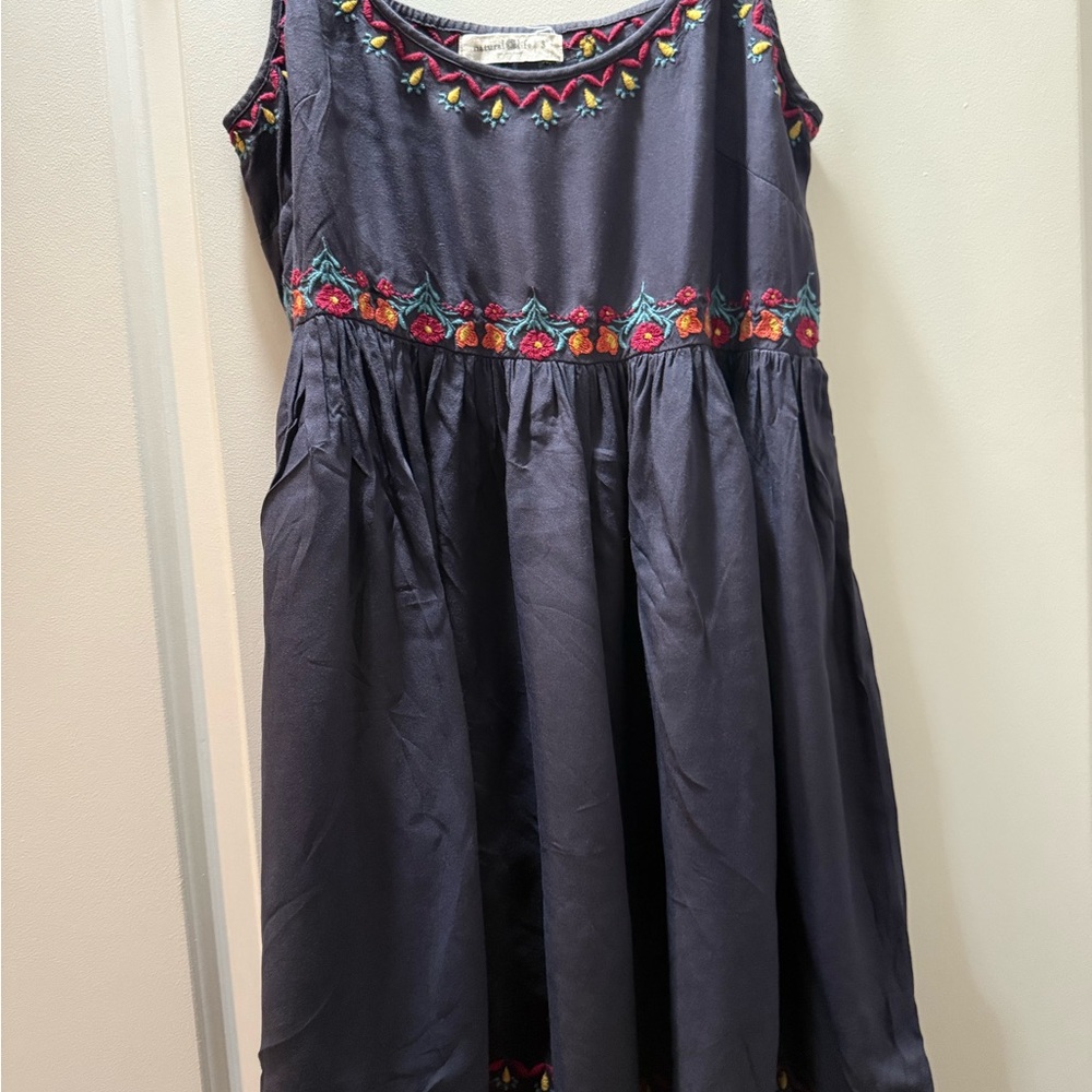 NATURAL LIFE Embroidered Mini Dress - Black with Multicolor Accents